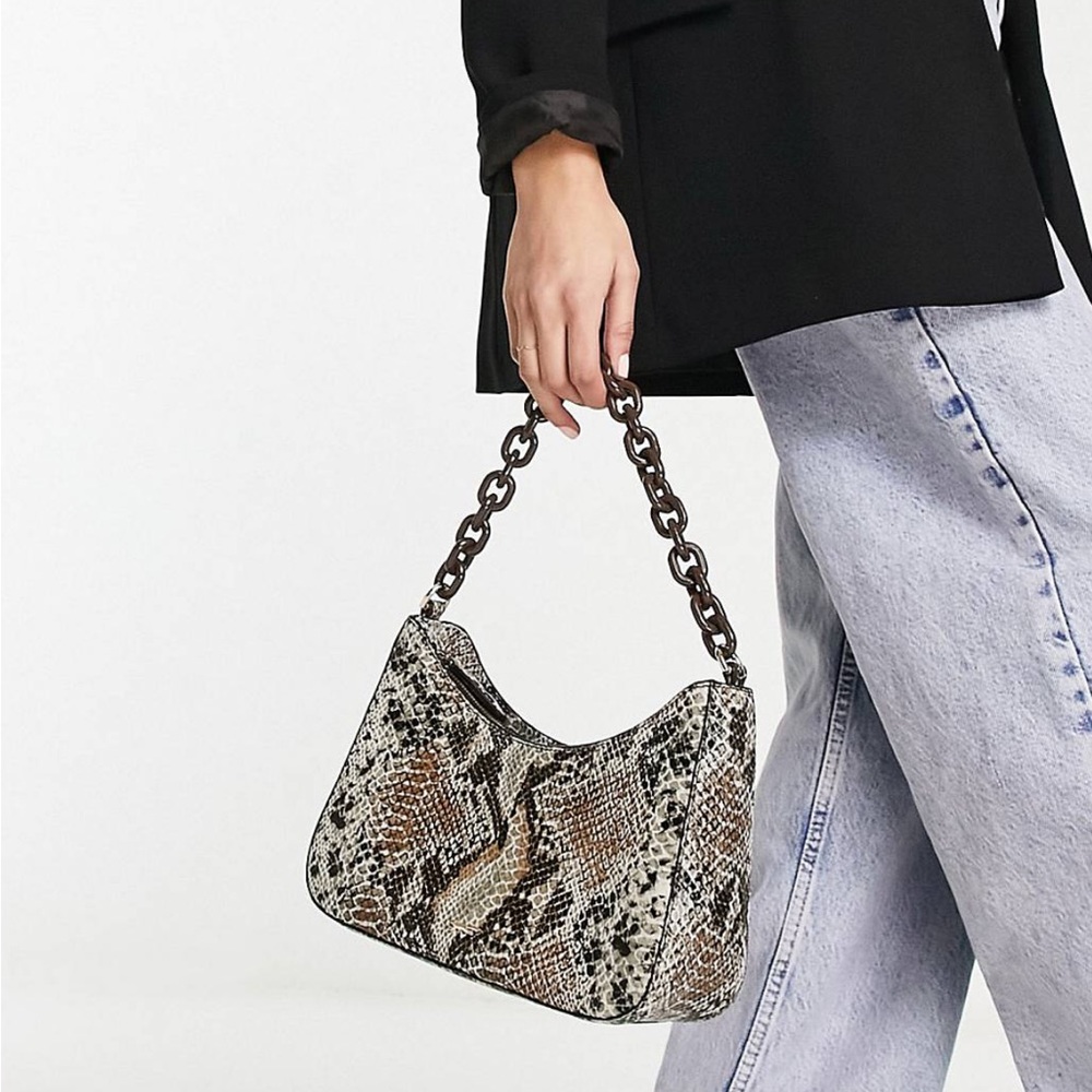 Paul Costelloe 100% Leather Python Print Shoulder Bag